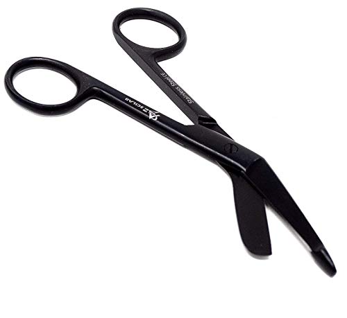 Round Pattern All Black Fluoride Coated Color EMT Medical Lister Bandage Scissors 4.5