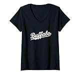 Photo Gallery donna buffalo new york cool retro script anni 70 testo bianco vintage maglietta con collo a v Photo Gallery donna buffalo new york cool retro script anni 70 testo bianco vintage maglietta con collo a v