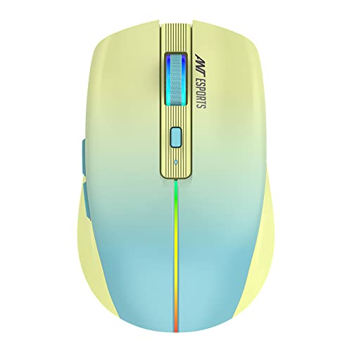 Ant Esports GM400W RGB Wireless Gaming Mouse, Stylish Mouse for Ultimate Gaming, Upto 3200 DPI, 6 Buttons Durable Switches, Dual Color Candy Design – Dull Yellow, Aqua