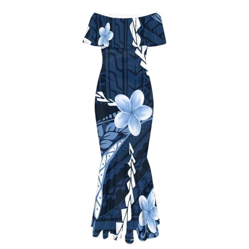 Image of Polynesian Dresses for Women Off Shoulder Maxi Dress Puletasi Samoan Dresses S-7XL