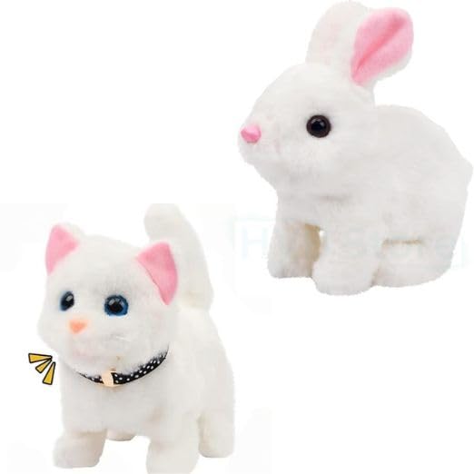 Walking and Barking Dog Soft Puppy Toy for Kids Battery Operated Plush That Walks & Moves Tail Interactive Cute Toy Gift for Girls & Boys (Cat and Rabbit)-image-11