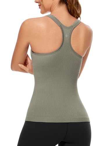 Image of CRZ YOGA Seamless Rib Scoop Neck Tank Tops