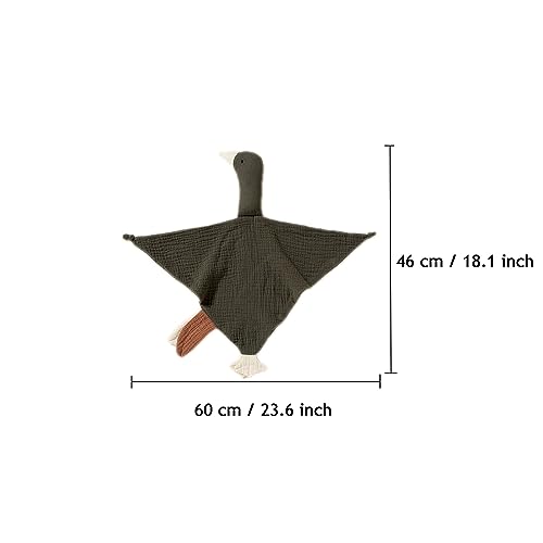 Image of Baby Loveys Security Blankets Cotton Muslin Soft Lovie Cuddly Lovies for Infants Unisex Boy Girls, Cuddle Goose Green Brown