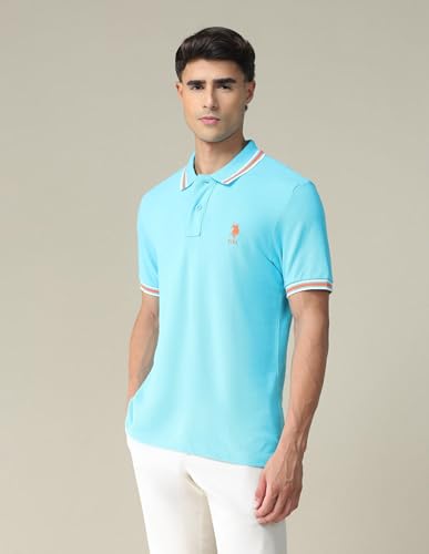 Image of U.S. Polo ASSN. Solid Slim Fit Polo T Shirts for Men - 100% Cotton, Half Sleeves Mens Tshirt