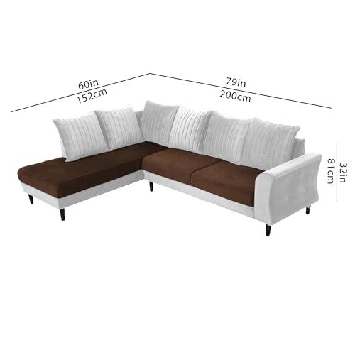 Image of Gratly LHS 4 Seater L Shape Sofa Set for Living Room (Brown Grey Colour) Premium Fabric Sofa