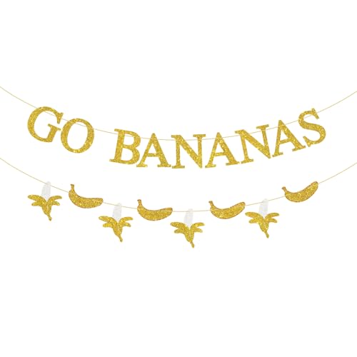 Banana Birthday Decorations Go Bananas Banner Gold Glitter Fruit Banana