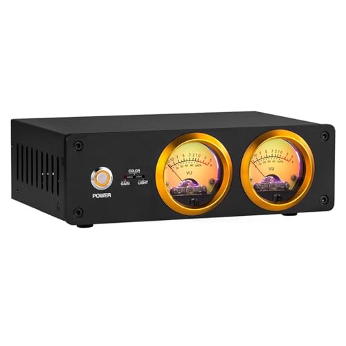 Amplificador con Medidor VU Analógico Dual, Interruptor Selector De Altavoz, con Panel DB, Brillo/Color/Ganancia Ajustables, Visualizador De Audio, para Amplificadores De Válvulas