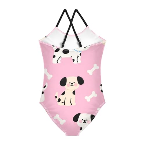 susiyo Black White Yellow Dog Bones Girls One Piece Swimsuits with Adjustable Straps Bathing Suits for 3-10 Years Old2