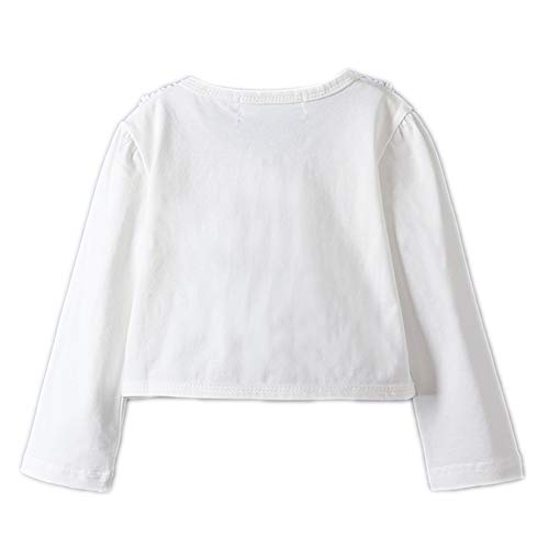 Image of Girl Lace Bolero Cardigan Shrug - Little Girl Long Sleeve Shrug Sweater with Pearls 2-11 Years