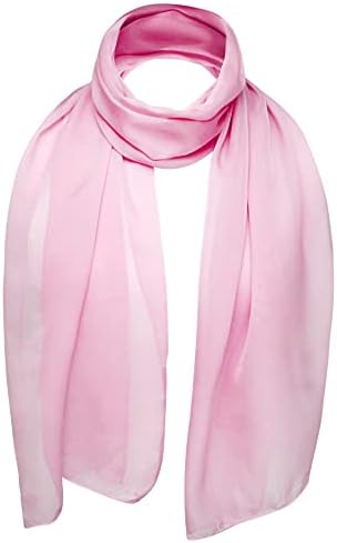 Basic Sense Chiffon Scarf Sheer Soft Plain Neck Wrap for Women Neatly Stitched