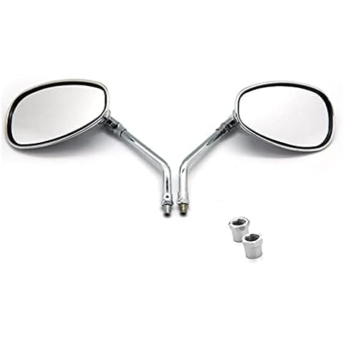 yohoz 2X10mm Chrome Motorcycle View Mirrors Universal Aluminum Stem with Bolts Motorcycle Cruiser Side Mirrors for Scooter Bike Motorbike Side Mirrors Accessories Cover