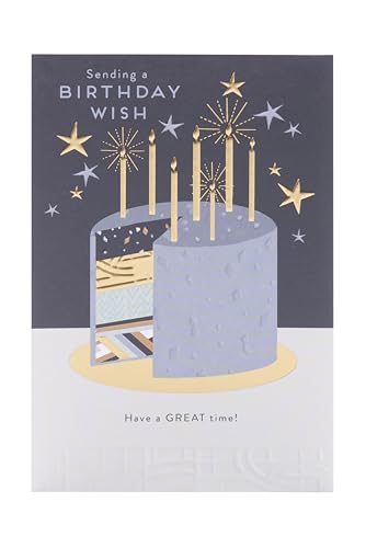 UK Greetings Birthday Card for Him/Friend - Foil Cake & Candles Design