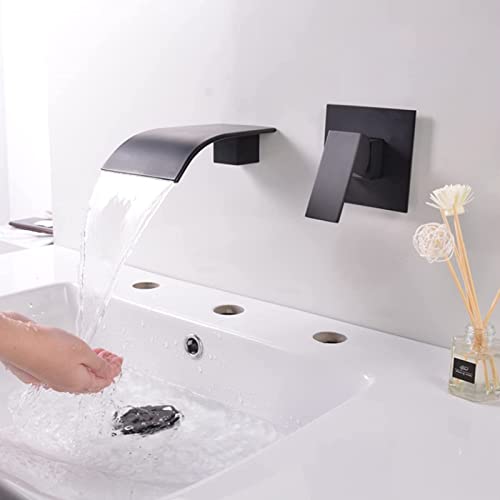 Mitigeur cascade mural noir CMBSSTFC avec cartouche céramique G1/2 pour lavabo