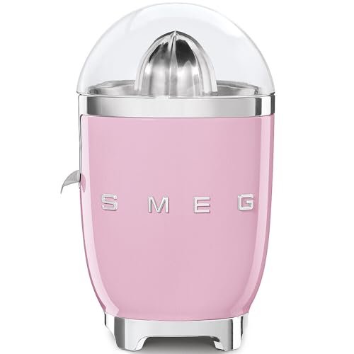 Smeg, Presse Agrumes Électrique CJF11PKEU, Pressage Manuel à Pression, Bec Anti-goutte et Cône Universel, Base Antidérapante, Range Cordon Intégré, 70W, Rose Smeg, Presse Agrumes Électrique CJF11PKEU, Pressage Manuel à Pression, Bec Anti-goutte et Cône Universel, Base Antidérapante, Range Cordon Intégré, 70W, Rose
