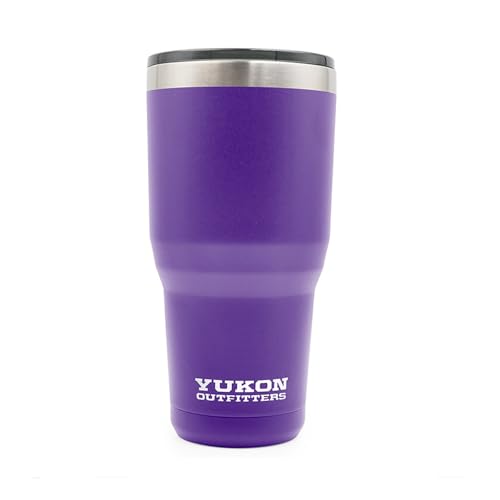 Yukon Outfitters Freedom High Grade 18/8 Corrosion-Resistant Stainless Steel Double Wall Vacuum Insulated Tumbler (30oz / 890ml) - 7.85" H x 3.9" Top Dia. / 2.9" Bottom dia., Purple