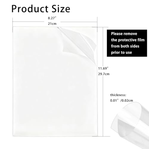 20 hojas plásticas transparentes A4 flexibles PVC 0.01'' miniatura 2