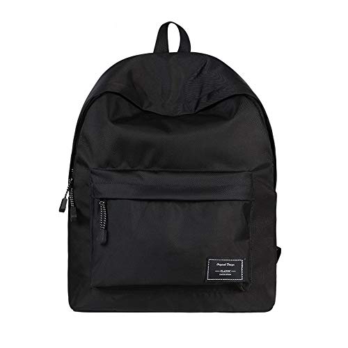 2019 Unisex School Backpack, WAWJ Canvas Shoulder Daypack School Bag for Teens Girls Boys (Black)