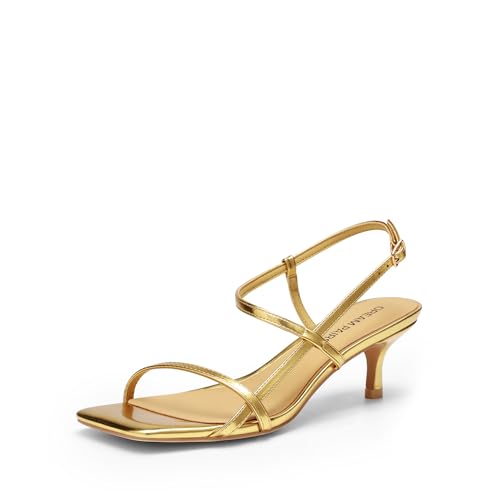 DREAM PAIRS Sandales Femme Talon Kitten Escarpins Femme Bout Carré Brides Croisées Bride Cheville...
