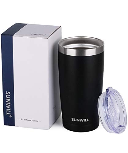 Image of SUNWILL Travel Coffee Tumbler 20 oz, Insulated Mug with Lid, Stainless Steel Cup for Outdoor, Powder Coated Black