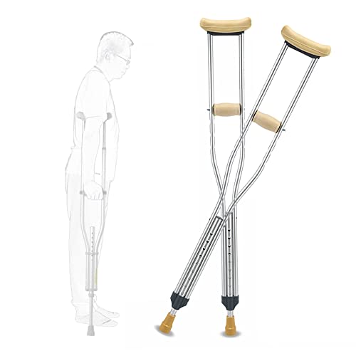 Aluminiowe kule pachowe (1 para 2 sztuki), ergonomiczne regulowane szelki do chodzenia z uchwytem TPR, dla osób starszych, niepełnosprawnych i niepełnosprawnych fizycznie (rozmiar: Tall Adult(