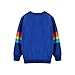 HILEELANG Little Girl Fashion Sweatshirts Royal Blue Rainbow Striped Crewneck Cozy Cotton Pullover Winter Tops Clothes 6Y