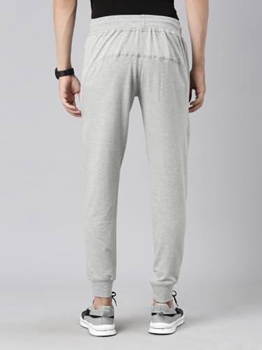 Image of BUZZ Standard Men Athleisure Slim Fit Solid Cotton Joggers Zipper Pockets, Ultra Soft, Stretchable, Breathable, Anti-Slip Waistband with Drawcord, Track Pants for Leisure, Travel, Workout. Pack of 1