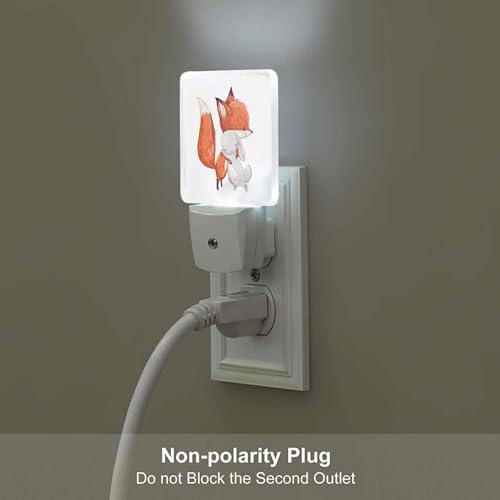 Image of LED Night Light,Fox and Hare LED Night Light Plug into Wall with Dusk to Dawn Light Sensor White Energy Efficient Nightlight for Bedroom Bathroom Hallway Living Room Kitchen