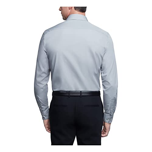 Van Heusen Camisa social masculina, modelagem regular, popelina lisa, Pedra cinza, 14
