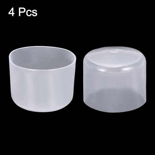 Image of uxcell 4pcs Rubber End Caps 55mm ID Vinyl Round Tube Bolt Cap Cover Screw Thread Protectors Clear, 40mm Height