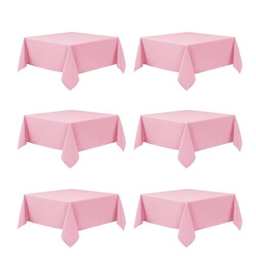 Dailyset 6-Pack Pink Tablecloths for Square Tables, 70 x 70 Inches