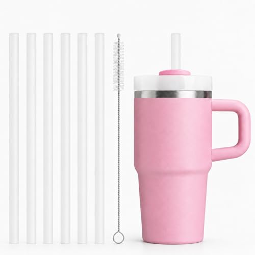 Image of Replacement Straws Compatible with 20 oz Stanley Quencher Tumbler, 8.5 Inch Reusable Straws, Drinking Cup Accessories, White-6 Pack