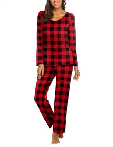 Image of Ekouaer Womens Pajama Sets 2 Piece Lounge Set Fall Winter Pajamas Long Sleeve Pjs Top and Pants Soft Pj Sets Loose Sleepwear