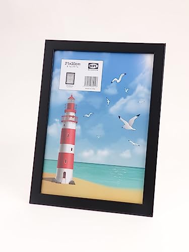 Set of 4,MPL Quality A4 Frames,A4 Black Picture Frame in Size 29.7x21cm Picture Frames - A4 Certificate Frame - Photo Frame A4 Frame Black with Clear Perspex Sheet & Wall Mountable(Black) (4 pack)