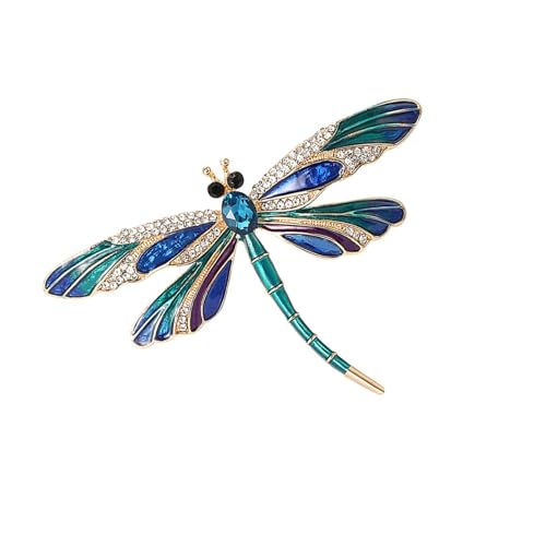 Generic Retro Dragonflies Crystal Brooch Pin Elegant Rhinestones Animal Lapel Accessory for Women and Girls Fashion Jewelry