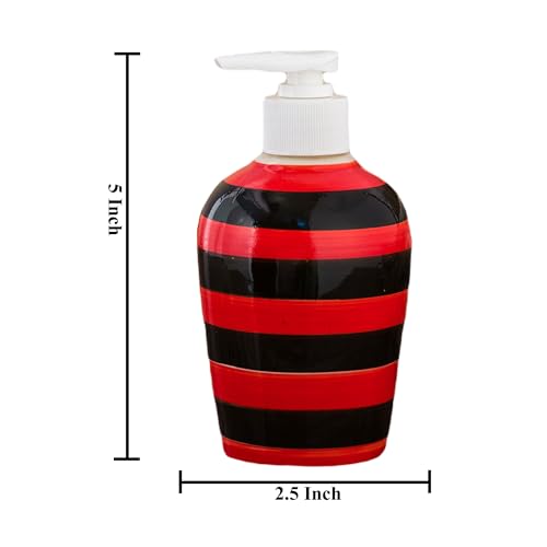 Image of Ceramic Liquid Soap Dispenser, 300 ml, Red Black | Refillable Pump Bottle for Hand Wash, Lotion, Shampoo & Kitchen Use, 2 Pieces