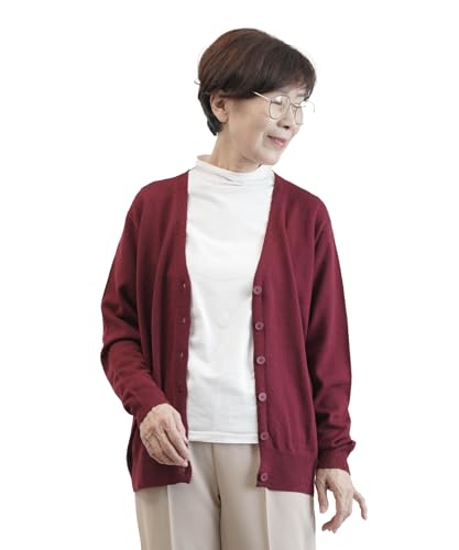 洗濯機で洗えるシニアカーディガン