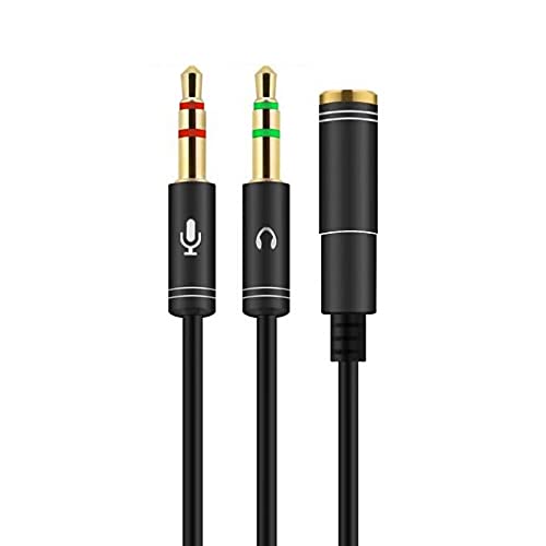 KOKKIA MicAudioSplitter_1F_2M Microphone Stereo Audio Splitter (Female to 2 Male) : 3.5mm 4-pole female to 3.5mm 3-pole male Microphone and 3.5mm male Audio Splitter Cover