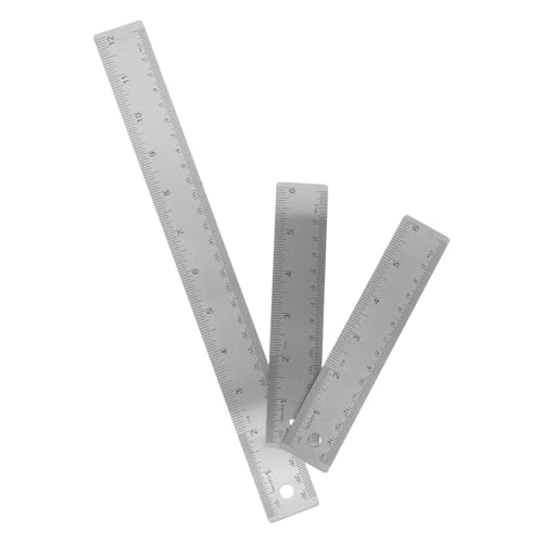 NUOLUX 3個 金属定規 オフィスルーラー ストレートルーラー 学校の支配者 滑り止めの定規