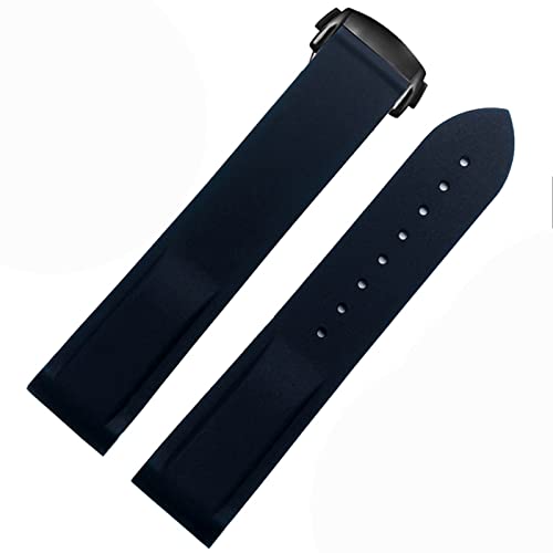 Bracelet montre caoutchouc bleu noir 22mm idéal pour le sport nautique