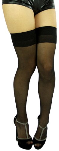 Image of ToBeInStyle Women's Sheer Banded Thigh High Socking w /Opaque Band