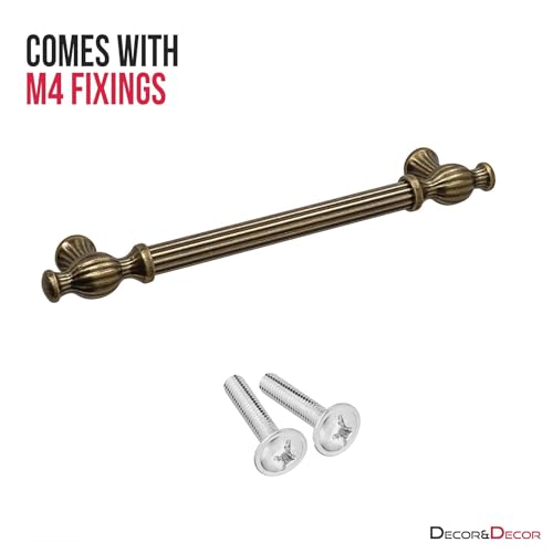 Decoranddecor Verna Traditional T-bar Antique Style Cabinet Pulls Drawer Handles Zinc (224mm Hole Centre, Antique Brass Finish) - Image 6