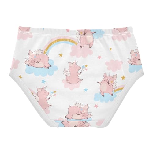 Wusikd Cute Pig Unicorn Girls' Underwear Cotton Rainbow Star Girls Briefs Soft Toddler Underwear 3T2