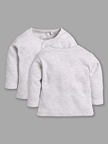 Image of BABYGO Unisex Baby 100% Cotton Full Sleeve Front Open T-Shirt Pack of 3|Soft Breathable Infant Clothing Set with Snap Buttons|Comfortable Layering Top for Newborn Baby Boys & Baby Girls Regular Fit
