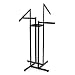KC Store Fixtures 28111 4-Way Garment Rack with 2"-16" Straight Arms and 2 Slant Arms, Rectangular Tubing Frame/Arms, Satin Black with Chrome Hanger Strips