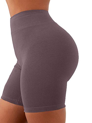 Aurgelmir Women's Workout Shorts High Waist Booty Gym Yoga Pants Butt Lifting Sports Leggings Basic Biker Shorts (Brown,Large) #TOP1