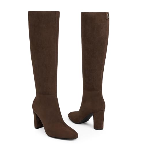 Image of Modatope Knee High Boots for Women Chunky Heel Rounded Toe Tall Boots