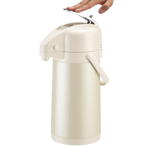 Image of Upgraded Airpot Coffee Carafe with Double Pump - 84oz /2.5L Coffee Carafe for Keeping Hot, Beverage Dispenser for Hot /Cold Beverage (1, White)