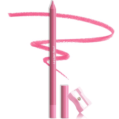 Image of evpct 1Pcs Deep Pink Matte Long Lasting Lip Liner Pencils Makeup for Shaping & Sculpting Lips, No Transfer Long Wear Waterproof Pigmented Lip Liner lipliners Crayon Lipstick Pencil Sharpener 15