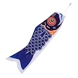Homoyoyo Bandera de Carpa Japonesa Koinobori Azul 100 CM Manga de Viento de Poliéster Resistente al Clima para Decoración de Jardín Festivales al Aire Libre y Espacios Exteriores