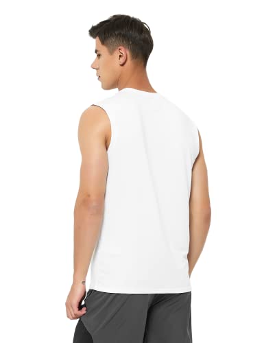 Demozu Men's Sleeveless Workout Swim Shirts Quick Dry Athletic Running Gym Muscle Shirts Beach Tank Top Big And Tall, White, 4Xl #TOP2